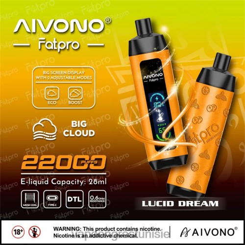 Cigarette Électronique Jetable - Aivono Fatpro 22000 rêve lucide 2D6867