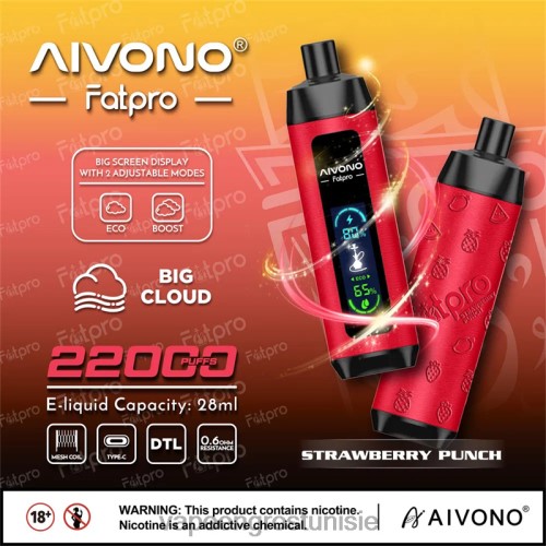 Cigarette Électronique Tunisie - Aivono Fatpro 22000 punch aux fraises 2D6868