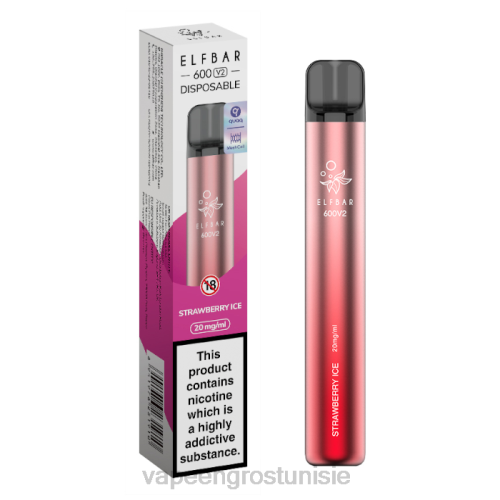 Cigarette Electronique Grossiste - glace à la fraise NHPL294 ELFBAR 600V2 20mg