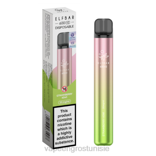 Cigarette Électronique Prix - fraise-kiwi NHPL295 ELFBAR 600V2 20mg